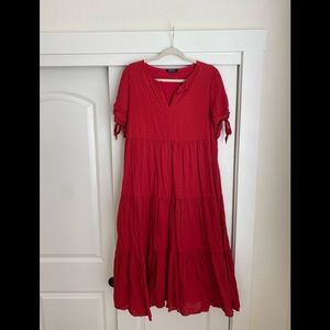 Madewell Red Cotton Maxi Dress